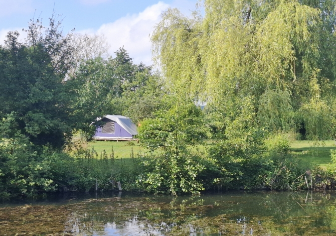 Emplacements camping pour tente et camping-cardans la Baie de Somme, entourés d'une nature luxuriante